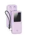 USAMS Powerbanka s vestavěnými USB-C + Lightning kabely 30000mAh 20W PD+QC 3.0 Rychlé nabíjení X-chel Series fialová