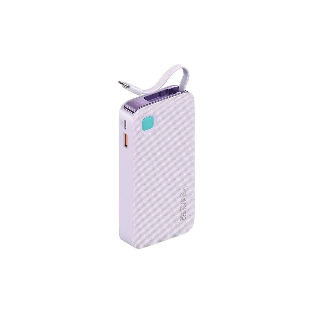 Hurtownia GSM - Baterie externă USAMS + cablu USB-C retractabil 10000 mAh PD 20W Încărcare rapidă seria XY mov - USA1177 - {ean13} - Hurt