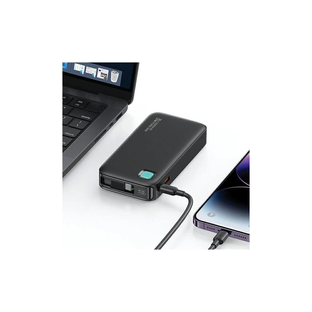Hurtownia GSM - Baterie externă USAMS + cablu USB-C retractabil 10000 mAh PD 20W Încărcare rapidă seria XY mov - USA1177 - {ean13} - Hurt