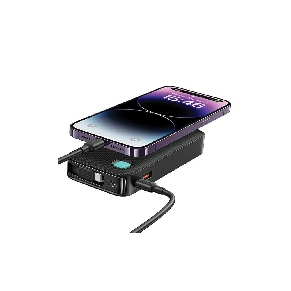 Hurtownia GSM - Baterie externă USAMS + cablu USB-C retractabil 10000 mAh PD 20W Încărcare rapidă seria XY mov - USA1177 - {ean13} - Hurt