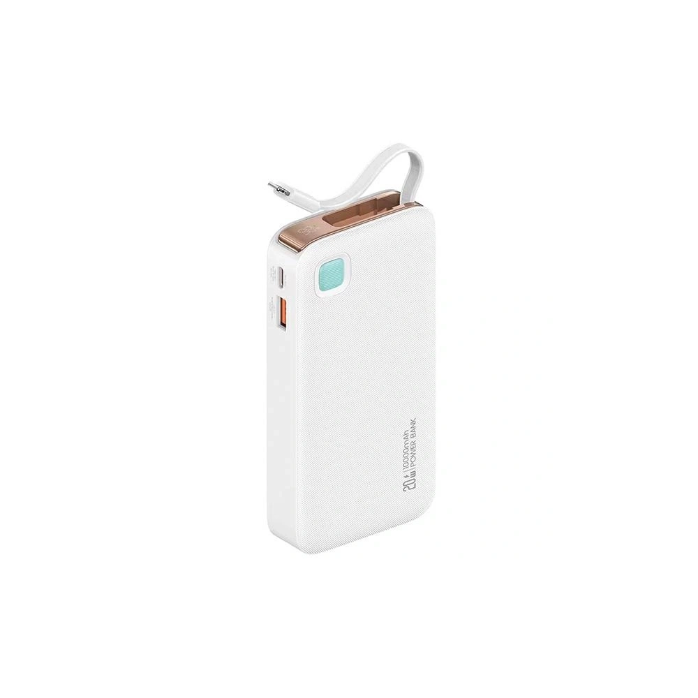 Hurtownia GSM - USAMS Powerbank + visszahúzható Lightning kábel 10000 mAh PD 20W Gyors Töltés XY Sorozat fehér - USA1178 - {ean13} - Hurt