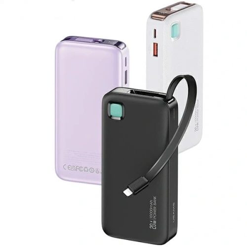 Powerbank USAMS + zwijany kabel Lightning 10000 mAh PD 20W Fast Charge XY Series czarny - Powerbanki - Usams