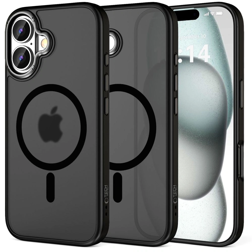 Fall Tech-Protect MagEdge MagSafe Apple iPhone 16 Matt Schwarz/Gunmetal - iPhone 16 - Tech-Protect