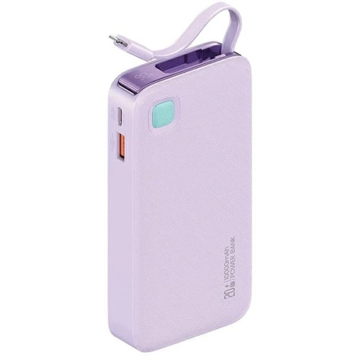 Powerbank USAMS + zwijany kabel Lightning 10000 mAh PD 20W Fast Charge XY Series fioletowy - Powerbanki - Usams