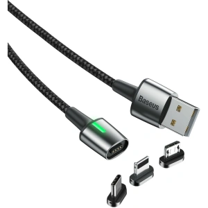 Kabel magnetyczny Baseus Zinc Kit micro USB / USB-C / Lightning 1.5/2A 2m (czarny)