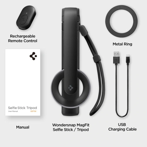 Kijek selfie Spigen S571W MagSafe Bluetooth Selfie Stick Tripod Black - Fotografia i filmowanie - Spigen
