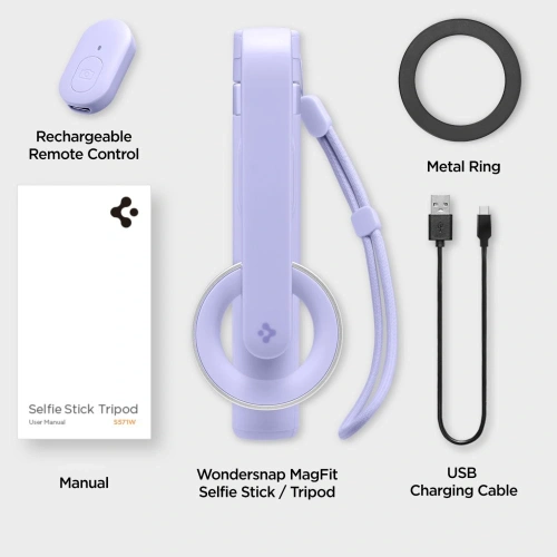 Kijek selfie Spigen S571W MagSafe Bluetooth Selfie Stick Tripod Lavender - Fotografia i filmowanie - Spigen