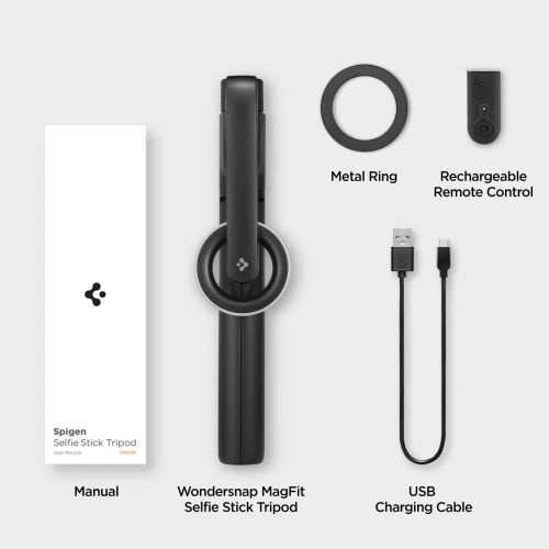 Kijek selfie Spigen S580W MagSafe Bluetooth Selfie Stick Long Tripod Black - Fotografia i filmowanie - Spigen
