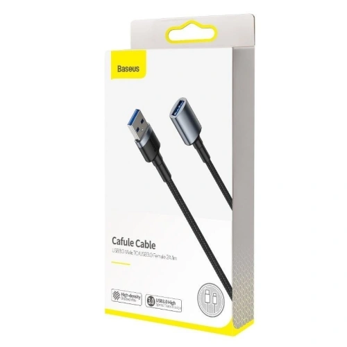 Kabel przedłużający USB 3.0 Baseus Cafule, 2A, 1m (czarno-szary)