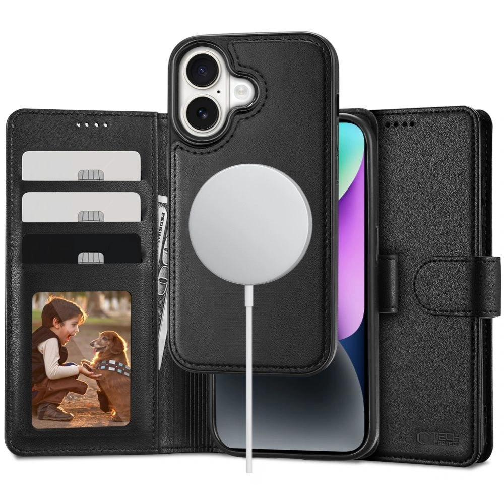 Etui Tech-Protect Wallet MagSafe Apple iPhone 16 Black - iPhone 16 - Tech-Protect