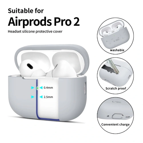 Etui Tech-Protect Silicone Apple Airpods Pro 1 / 2 Crayon Grey - AirPods Pro (2. generacji) - Tech-Protect