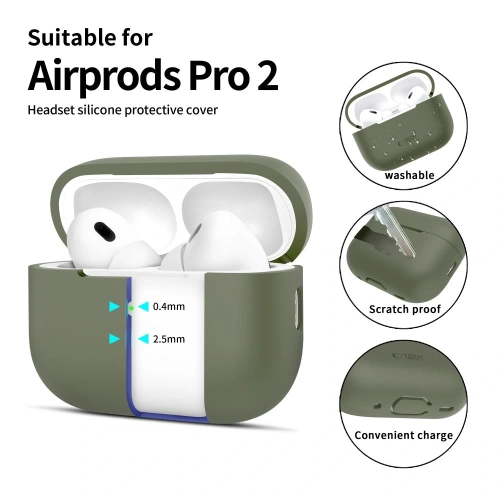 Etui Tech-Protect Silicone Apple Airpods Pro 1 / 2 Olive Green - AirPods Pro (2. generacji) - Tech-Protect