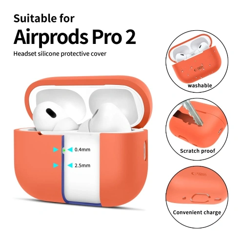 Etui Tech-Protect Silicone Apple Airpods Pro 1 / 2 Neon Orange - AirPods Pro (2. generacji) - Tech-Protect