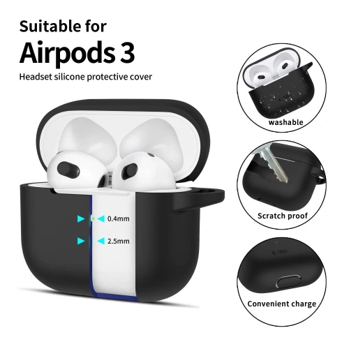 Etui Tech-Protect Silicone Hook Apple Airpods 3 Black - AirPods (3. generacji) - Tech-Protect
