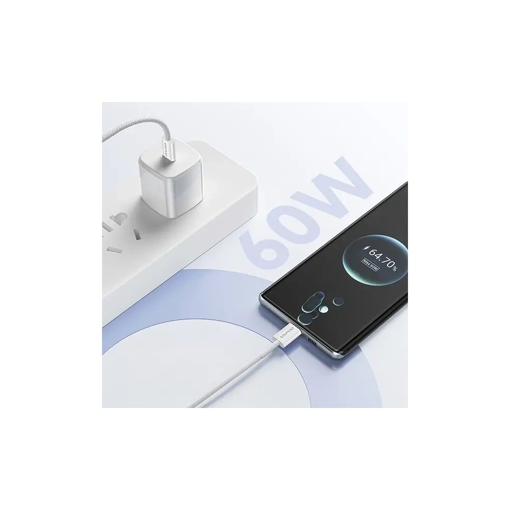 Hurtownia GSM - AWEI CL-219T USB-C / USB-C kabel 60W 1m kompatibilní s iPhone 15 bílý - AWEI219 - {ean13} - Hurt