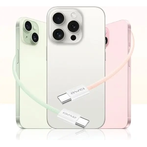 Hurtownia GSM - Kabel AWEI CL-219T USB-C / USB-C 60W 1m kompatybilny z iPhone 15 biały - AWEI219 - {ean13} - Hurt