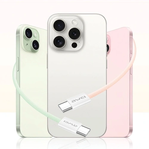 Kabel AWEI CL-219T USB-C / USB-C 60W 1m kompatybilny z iPhone 15 czarny - USB-C - USB-C - Awei