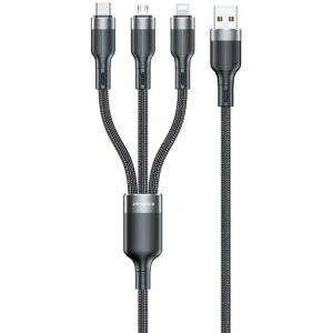 Hurtownia GSM - AWEI CL-975 cablu USB-C / Lightning / microUSB 3in1 1.2m negru - AWEI221 - {ean13} - Hurt