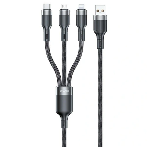 Kabel 3w1 AWEI CL-975 USB-C / Lightning / microUSB 1.2m czarny - 3w1 - Awei