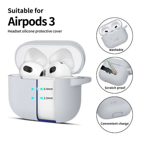 Etui Tech-Protect Silicone Hook Apple Airpods 3 Crayon Grey - AirPods (3. generacji) - Tech-Protect