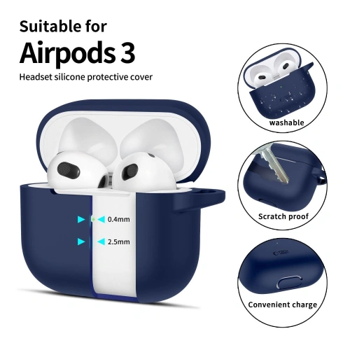 Etui Tech-Protect Silicone Hook Apple Airpods 3 Navy Blue - AirPods (3. generacji) - Tech-Protect