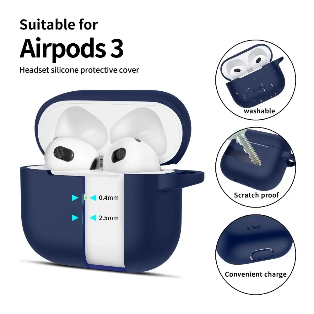Wholesale Tech-Protect Silicone Hook Apple Airpods 3 Navy Blue - THP3135 - {ean13} - Hurt