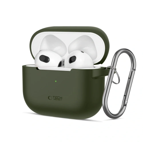 Etui Tech-Protect Silicone Hook Apple Airpods 3 Olive Green - AirPods (3. generacji) - Tech-Protect