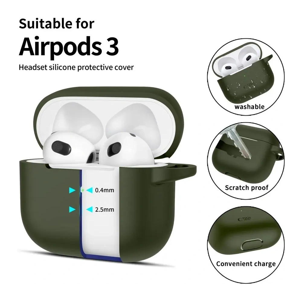 Wholesale Tech-Protect Silicone Hook Apple Airpods 3 Olive Green - THP3136 - {ean13} - Hurt
