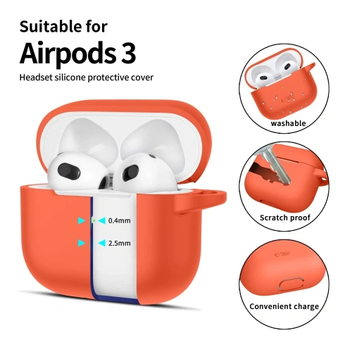 Etui Tech-Protect Silicone Hook Apple Airpods 3 Neon Orange - AirPods (3. generacji) - Tech-Protect