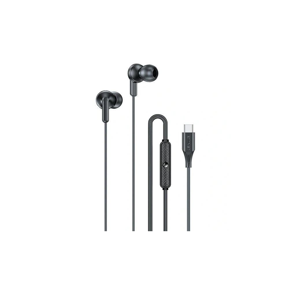 Hurtownia GSM - Căști cu fir AWEI PC-25T USB-C, negre - AWEI224 - {ean13} - Hurt