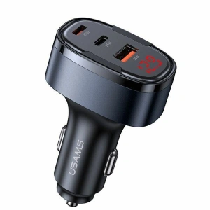 Hurtownia GSM - Încărcător auto USAMS C42 USB-A, 2xUSB-C 100W Încărcare rapidă, negru - USA1183 - {ean13} - Hurt