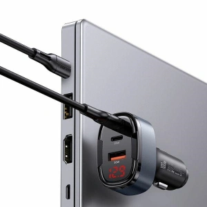 Hurtownia GSM - USAMS C42 USB-A, 2xUSB-C 100W Schnelllade-Autoladegerät schwarz - USA1183 - {ean13} - Hurt