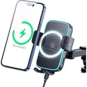 Hurtownia GSM - Suport auto pentru parbriz/cockpit USAMS cu încărcător wireless de 15W, negru - USA1188 - {ean13} - Hurt