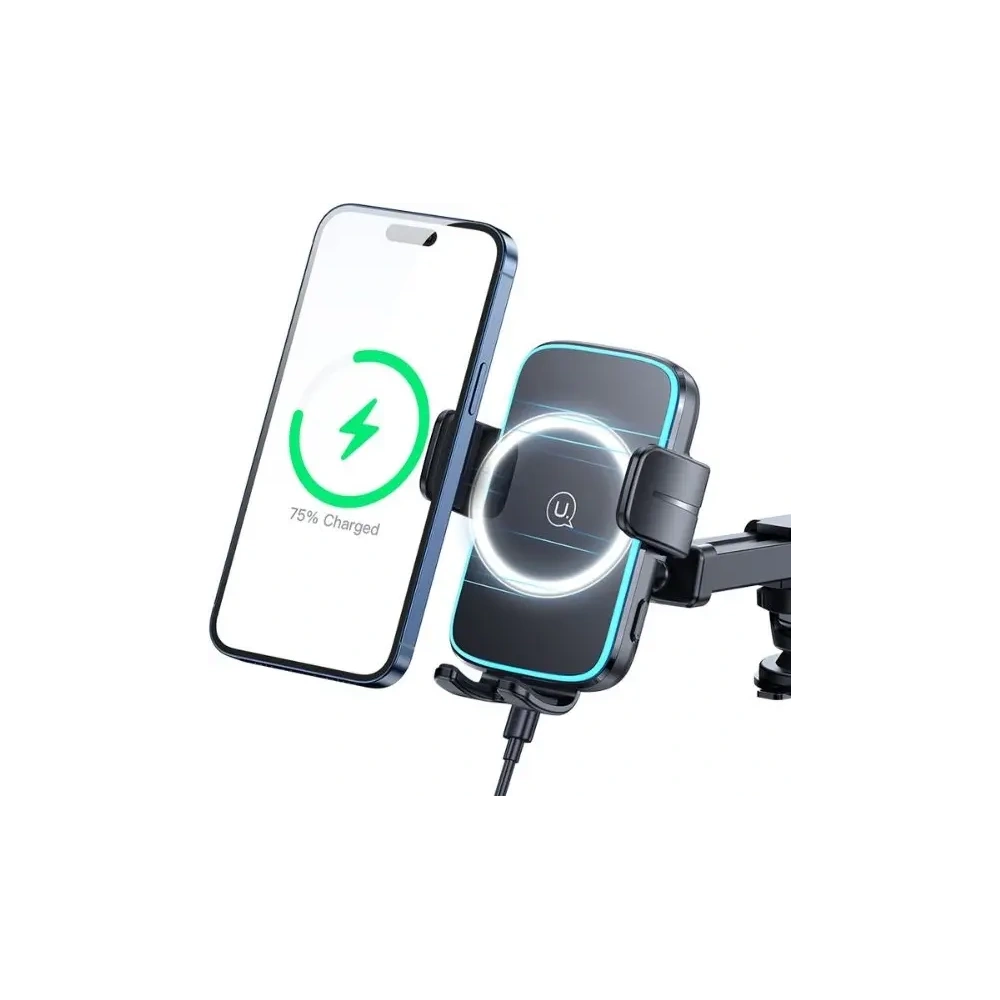 Hurtownia GSM - USAMS Windschutzscheiben-/Cockpit-Autohalterung mit 15W kabellosem Ladegerät in Schwarz - USA1188 - {ean13} - Hurt