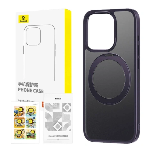Etui z stojakiem Baseus SkyRing 360° dla iP 14 Pro +szkło hartowane i zestaw do czyszczenia (fioletowy) - !ZAIMPORTOWANE - Baseus
