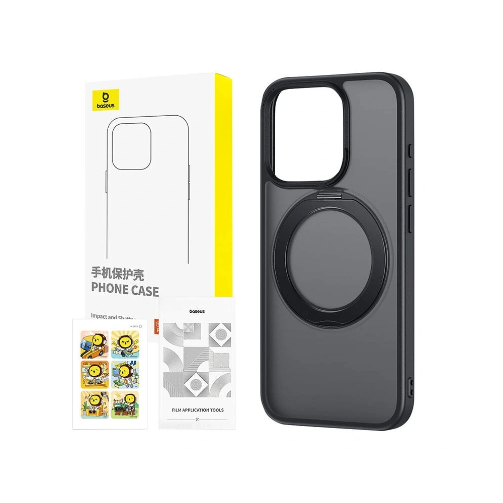 Hurtownia GSM - Zestaw etui + szkło hartowane Baseus SkyRing 360° Apple iPhone 15 (czarne) - BSU8836 - {ean13} - Hurt
