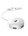 Adapter USB 3.0 Baseus Round Box, HUB USB/USB-C do 1x USB 3.0 + 3x USB 2.0, 1m (biały)