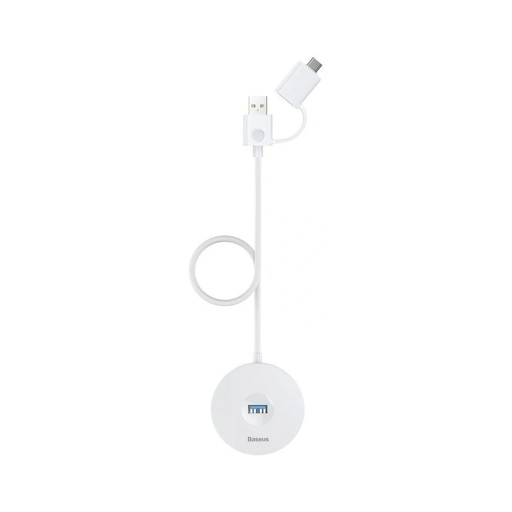 Hurtownia GSM - Adapter USB 3.0 Baseus Round Box, HUB USB/USB-C do 1x USB 3.0 + 3x USB 2.0, 1m (biały) - BSU981WHT - {ean13} - Hurt