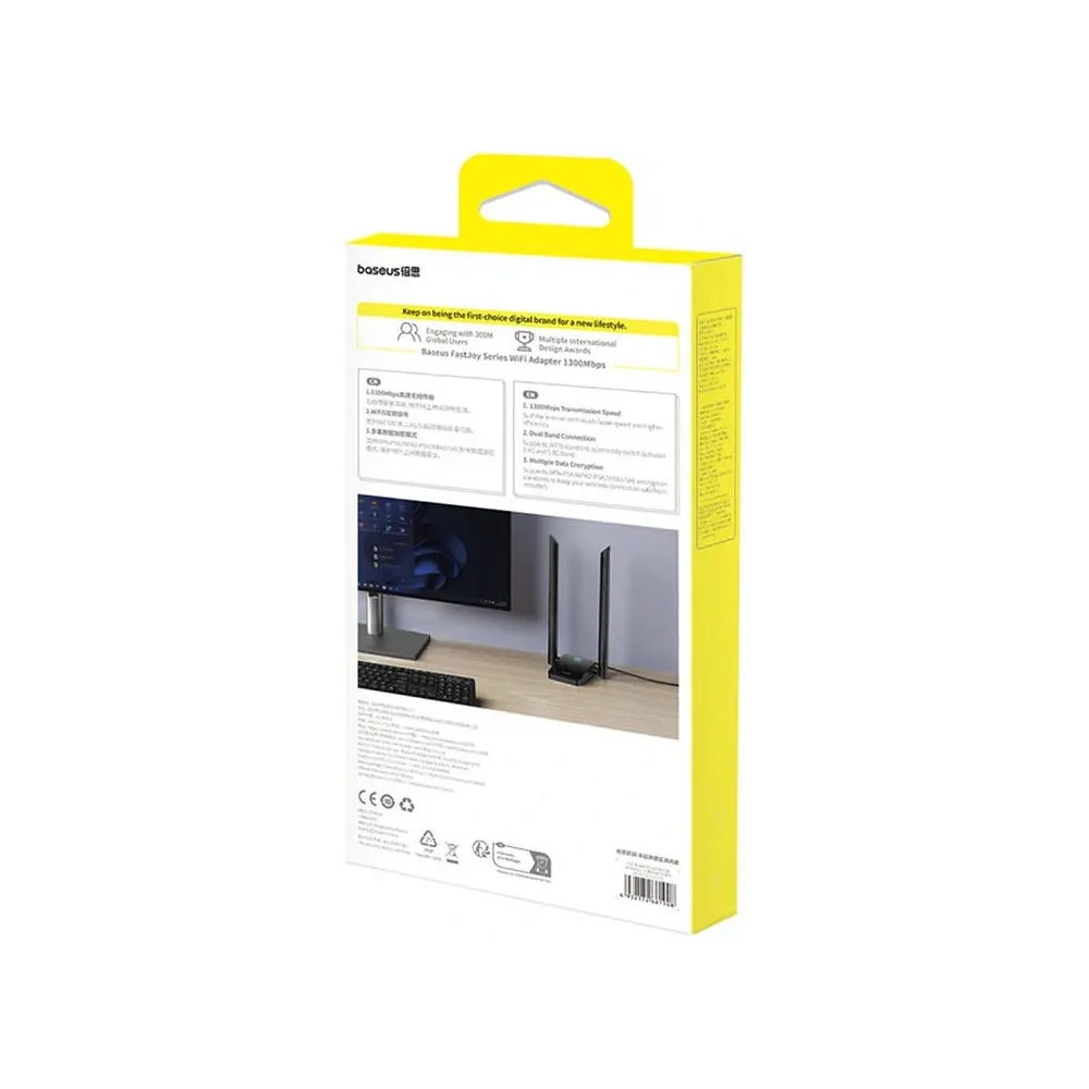 Hurtownia GSM - Baseus FastJoy Adapter WiFi 1300Mbps (fekete) - BSU8846 - {ean13} - Hurt