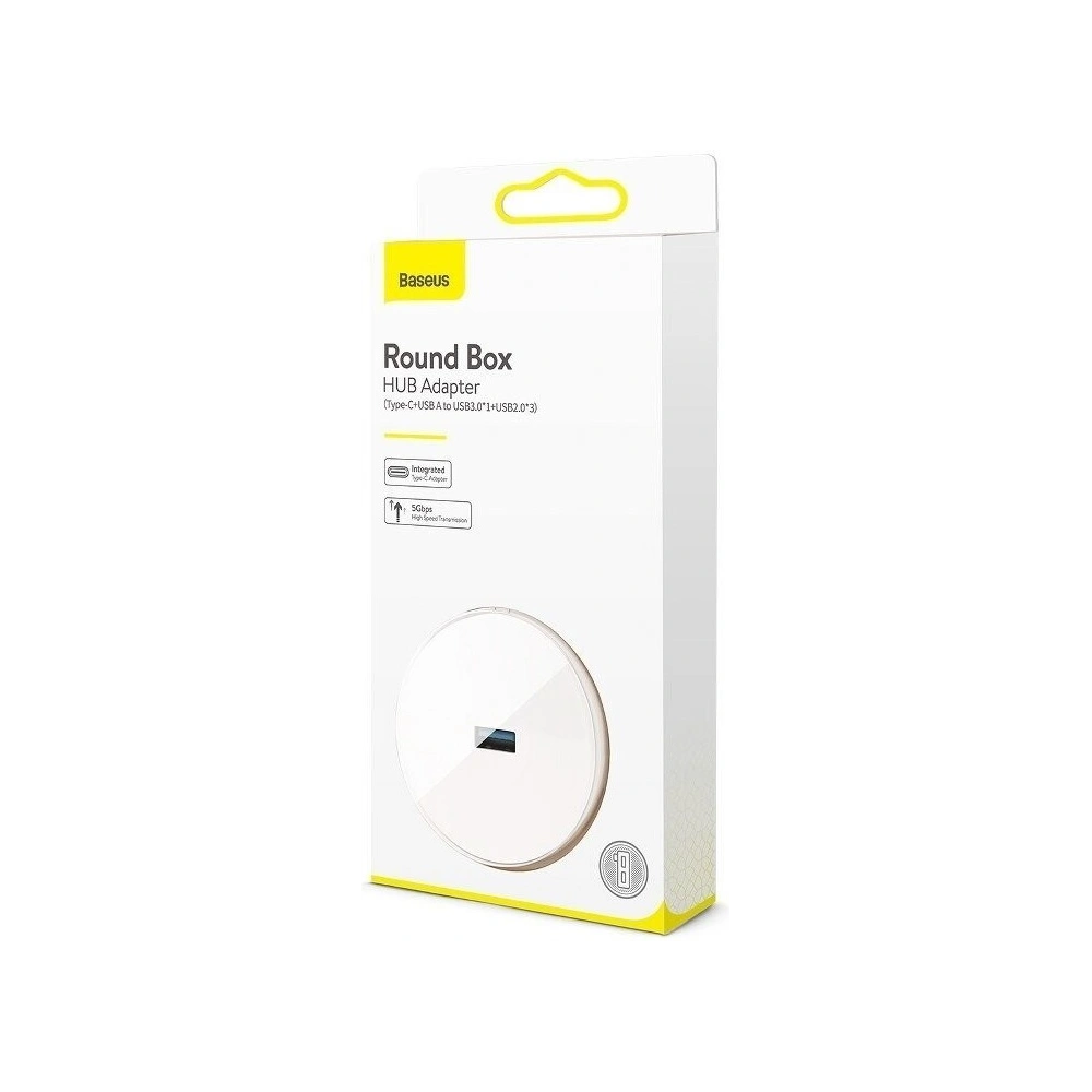 Hurtownia GSM - Adapter USB 3.0 Baseus Round Box, HUB USB/USB-C do 1x USB 3.0 + 3x USB 2.0, 1m (biały) - BSU981WHT - {ean13} - Hurt