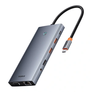 Hurtownia GSM - Baseus PortalJoy 13in1 Adapter USB-C / 2xHDMI, DP, VGA, 2xUSB-C, 3xUSB-A, PD, RJ45, SD/TF, Klinke 3.5mm (grau) - BSU8849 - {ean13} - Hurt