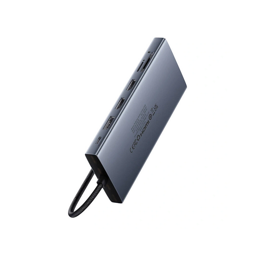 Hurtownia GSM - Baseus PortalJoy adaptor 13in1 USB-C / 2xHDMI, DP, VGA, 2xUSB-C, 3xUSB-A, PD, RJ45, SD/TF, jack 3.5mm (gri) - BSU8849 - {ean13} - Hurt