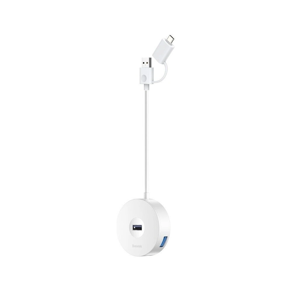 Hurtownia GSM - Adapter USB 3.0 Baseus Round Box, HUB USB/USB-C do 1x USB 3.0 + 3x USB 2.0, 12cm (biały) - BSU982WHT - {ean13} - Hurt
