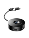 Adapter USB 3.0 Baseus Round Box, HUB USB/USB-C do 1x USB 3.0 + 3x USB 2.0, 12cm (czarny)