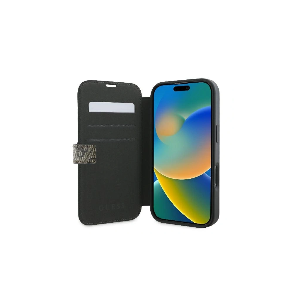 Hurtownia GSM - Etui Guess GUBKP16L4GMGBR Apple iPhone 16 Pro book 4G Metal Logo brązowy - GUE3591 - {ean13} - Hurt