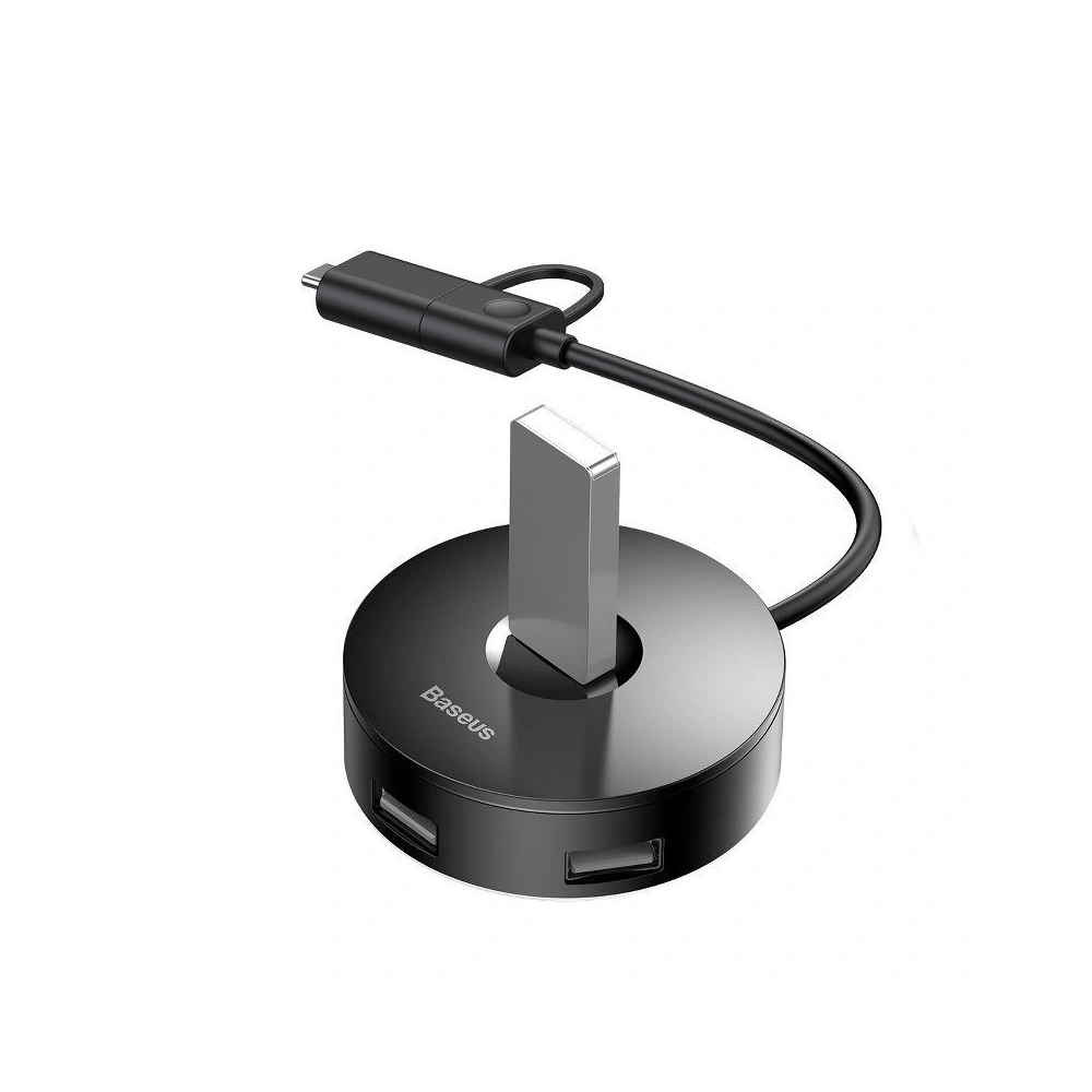 Hurtownia GSM - Adapter USB 3.0 Baseus Round Box, HUB USB/USB-C do 1x USB 3.0 + 3x USB 2.0, 12cm (czarny) - BSU983BLK - {ean13} - Hurt