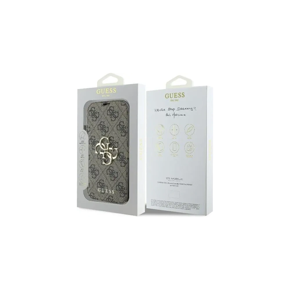 Hurtownia GSM - Etui Guess GUBKP16M4GMGBR Apple iPhone 16 Plus book 4G Metal Logo brązowy - GUE3594 - {ean13} - Hurt