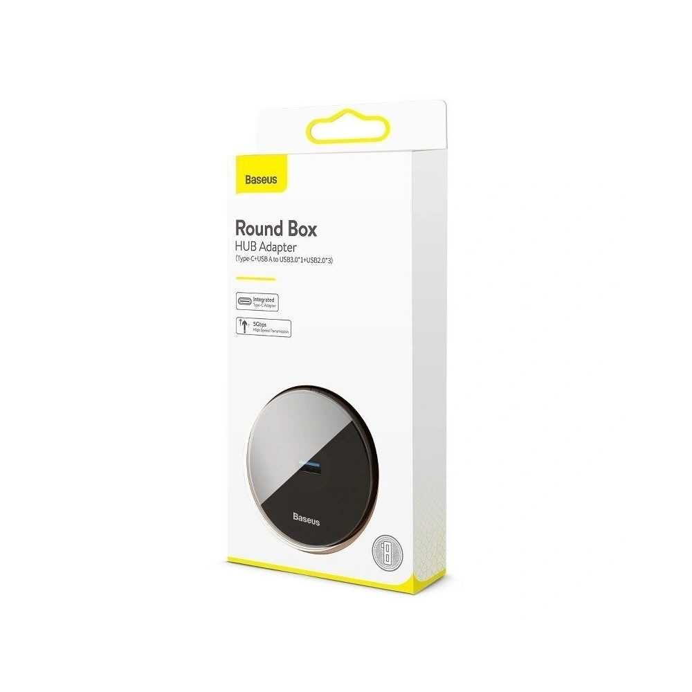 Hurtownia GSM - Adapter USB 3.0 Baseus Round Box, HUB USB/USB-C do 1x USB 3.0 + 3x USB 2.0, 12cm (czarny) - BSU983BLK - {ean13} - Hurt