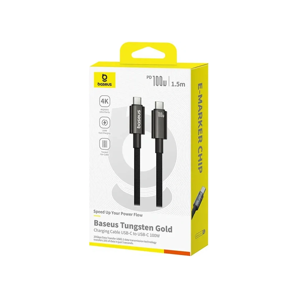 Hurtownia GSM - Baseus Tungsten Gold USB-C / USB-C kabel 100W 1.5m (černý) - BSU8867 - {ean13} - Hurt