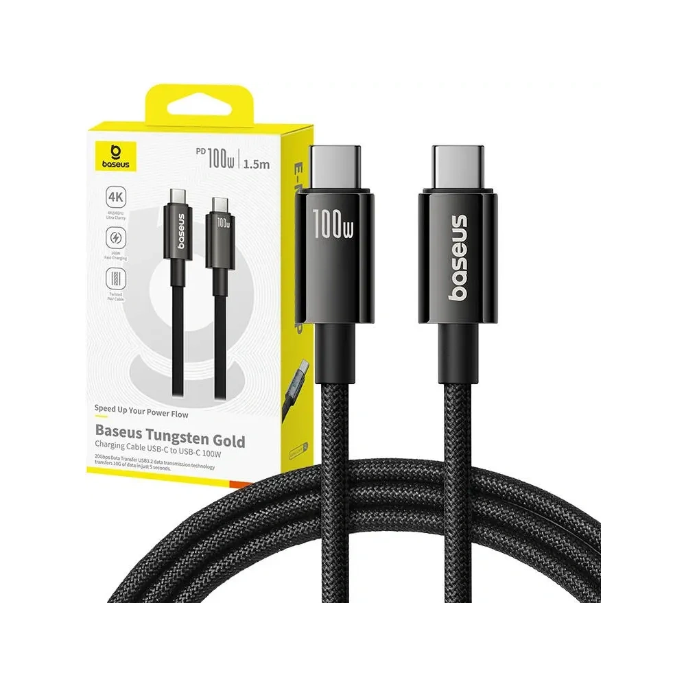 Hurtownia GSM - Baseus Tungsten Gold USB-C / USB-C kabel 100W 1.5m (černý) - BSU8867 - {ean13} - Hurt